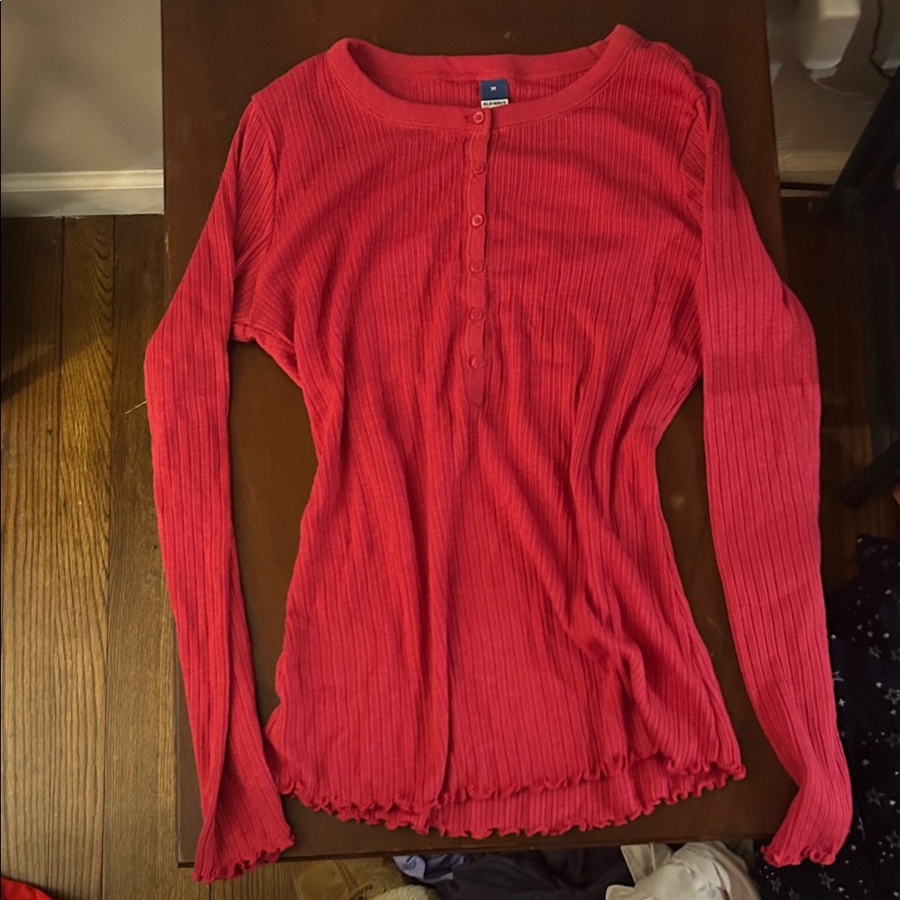 Old Navy Women's Button Down Red Top